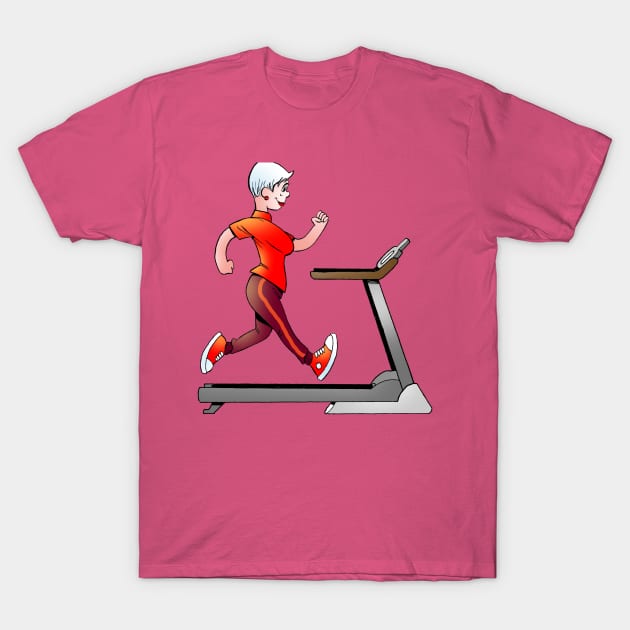 Woman on a Treadmill Fitness T-Shirt by Comic Dzyns